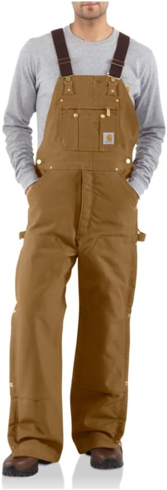 Carhartt Men's Quilt Lined Zip To Thigh Bib Overall Long Sleeve