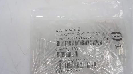 Harting 09150006204 - Pack of 100 - Crimp Contact, Female, 26-22 Awg, 09150006204 - Pack of 100 -
