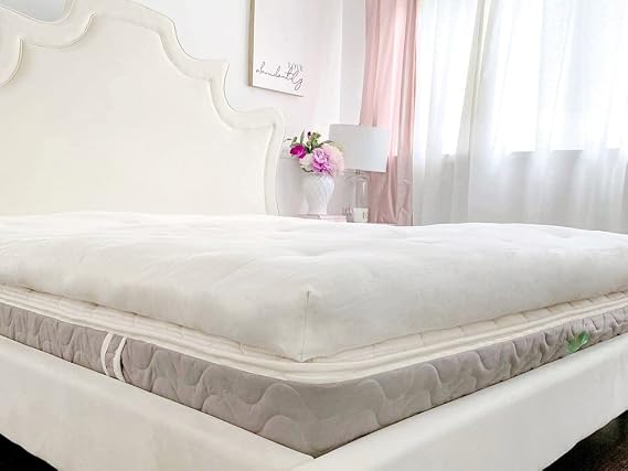 The Futon Shop Royal Luxury Mattress Topper Twin with Horse Hair, Cashmere and Wool - Soft Mattress Topper for Back Pain - Plush Mattress Toppers with Organic Cotton Case - The Best Mattress Toppers