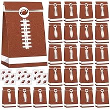 MIMIND 24 Pack Football Party Gift Bags 9.4 x 5.1 x 3.1 Inch Football Goodie Bags with Stickers Paper Treat Bag for Sports Bowl Theme Party Favors