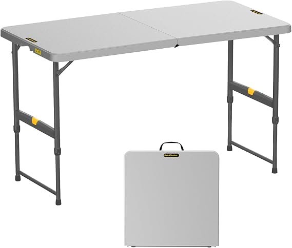 FanttikOutdoor Folding Table 4 Foot Quick Adjust Portable Plastic 4 Heights