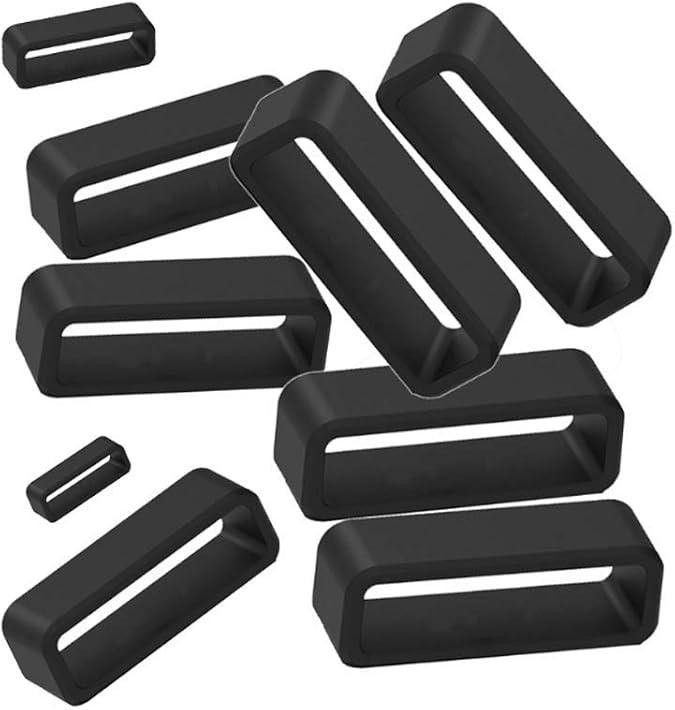 8Pcs Rubber Replacement Watch Band Strap Loops Watch Band Loop Holder Keeper Silicone Watch Strap Loops Keeper Retainer Loop 12mm 14mm 16mm 18mm 20mm 22mm 24mm 26mm(Black)