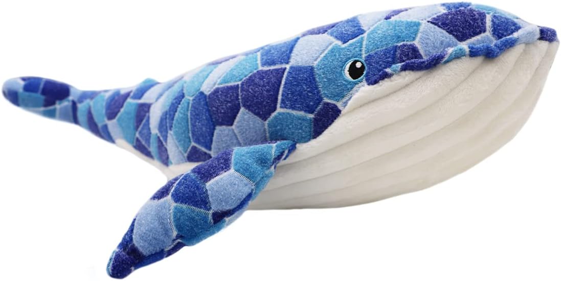 ELAINREN Soft Humpback Whale Plush Hugging Pillow, 27.6Inch Large Blue Whale Stuffed Animals Plushie Shark Fish Xmas Birthday Gifts for Adults