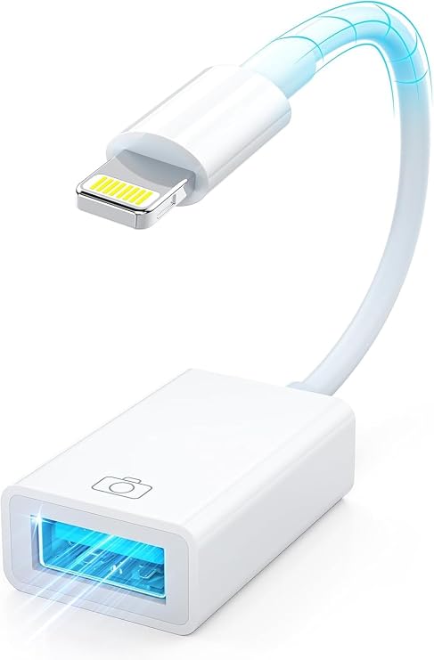 [Apple MFi Certified] Lightning to USB Camera Adapter, Lightning to USB-A 3.0 Female Adapter OTG Data Sync Cable Converter for Select iPhone,iPad Models,Camera,Card Reader,Flash Drive,MIDI Keyboard