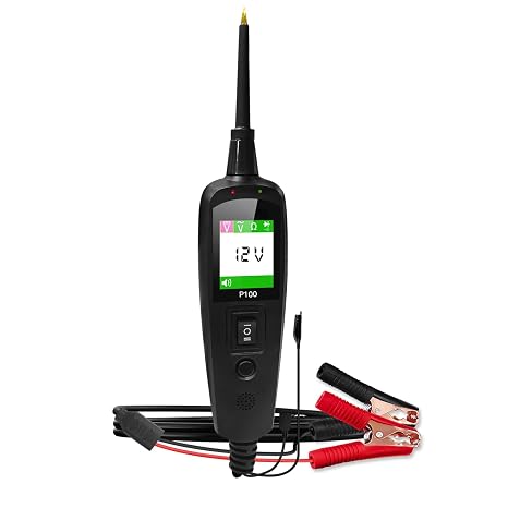 TopDiag P100 Automotive Circuit Tester 12V 24V Power Circuit Tester, Car Electrical Test Tool Kit AC DC Digital Voltage Tester, Auto Diagnostic Kit (P100 2M)