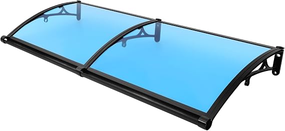 Awning for Door Window Entrance, Aluminum Alloy Front Door Awning 24x63in Front Door Cover Window Door Awning Canopy, Window Cover Front Door Cover Door Rain Guard Door Canopy Exterior (Black+Blue)