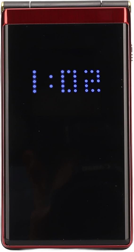 ASHATA Elderly-friendly feature phone, large buttons, large text, high volume, dual screen, flip phone, dual SIM, SOS emergency dial, easy to operate, specially designed for the elderly. Red