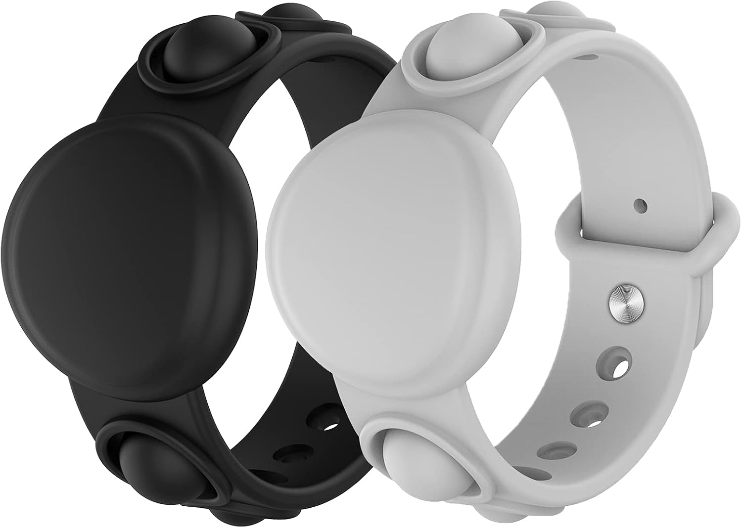 AirTag Holder Wristband for Apple AirTag 2021,Airtag Case Air tag Holder, 2 Pack Waterproof Silicone Airtag Bracelet for Kids, Airtag Accessories Anti-Lost Toddler Children Black,Grey