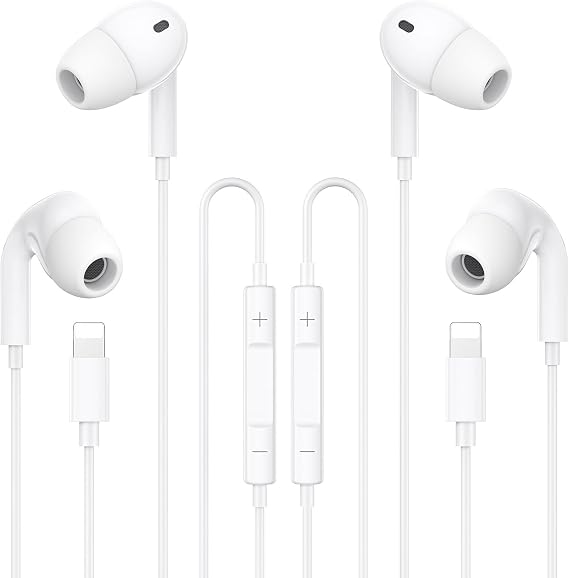 iPhone Earphones Wired 2Pack, In Ear Headphones [MFi Certified] HiFi Stereo Earbuds with Microphone Volume Control Compatible with iPhone 14 Plus Pro Max/13/12/11/SE/XS Max/X/XR/8/7/iPad Air Mini