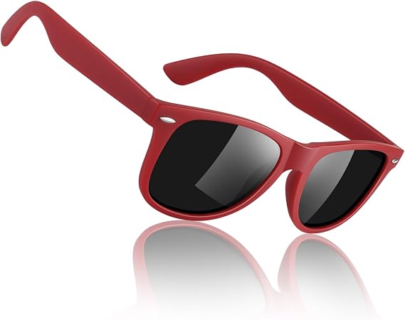 Sunier Polarized Sunglasses Men Women, Black Retro Square 100% UV400 Shades
