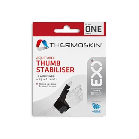 Thermoskin EXO Thermal Adjustable Thumb Brace Stabilizer,CMC Joint, Black, OSFM