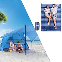 Elegear Double Sleeping Pad 4" Ultra-Thick Self Inflating and Beach Tent with 360 Removable Canopy