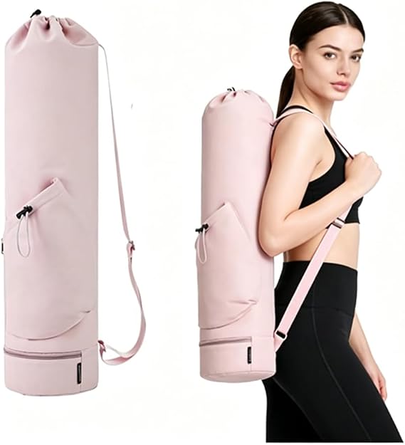 Yoga Mat Bag Large with Carrying Strap, Bottle Pocket and Wet Compartment Yoga Mat Carry Bag Gym Pilates Bag for Women Men 