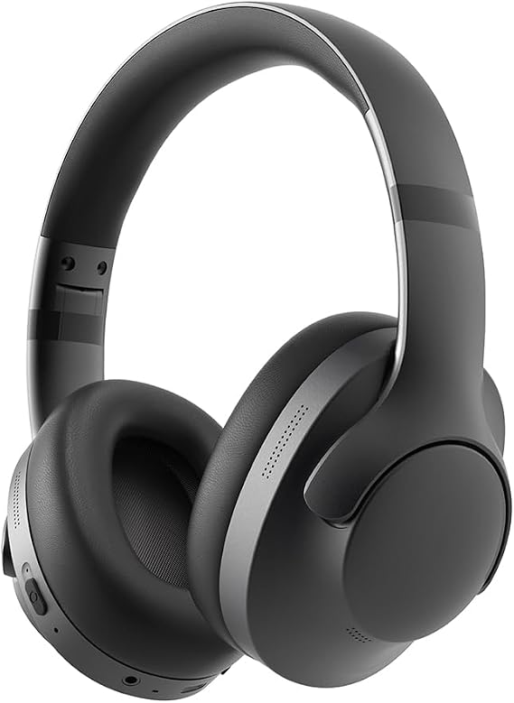 Active Noise Cancelling Headphones with Microphone-100H Playtime, Bluetooth Headphones with Deep Stereo Sound, Foldable Comfort, Wireless Headphones Bluetooth for Travel, Work or Commute, Black | Over-Ear ANC, Bluetooth 5.4, 100H Playtime, Foldable, Deep Stereo Sound, Soft Ear Cushions, Dual Device Connection