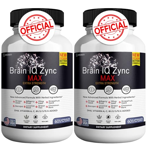 Brain IQ Zync Max - Natural Brain Support Supplement for Memory, Focus & Clarity - Clear Brain Fog & Boost Cognitive Function - 120 Capsules