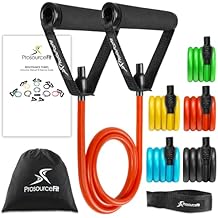 ProsourceFit Single Stackable Resistance Bands with Door Anchor and Exercise Guide, 8-12 LB, Heavy Duty Fitness Tube for Full-Body Exercises and Home Workouts