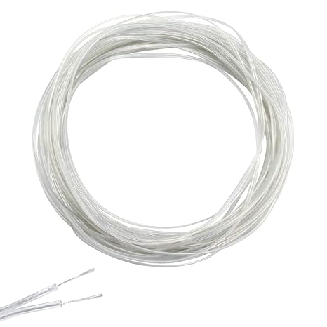 LanYing 15M 28AWG Max 12V Clear 2 Core Cable Flat Transparent Electrical Wire PVC Mains Electrical Cable Copper Wire for Small Appliances LED Solar Lights Wall Lamps