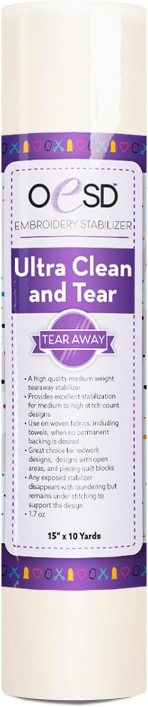 OESD Ultra Clean and Tear Embroidery Stabilizer 15" x 10 Yd Roll