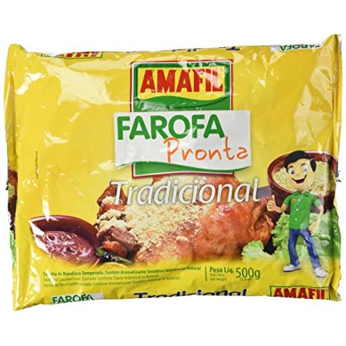 Amafil Seasoned Cassava Flour Farofa De Mandioca Pronta 500g Glutenfree, Tradicional, 1.1 Pound , 17.637 Ounce