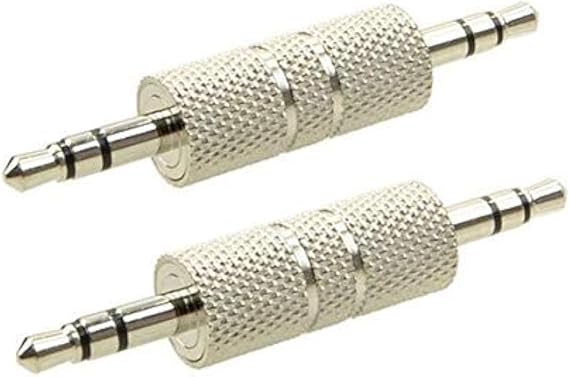 Duttek 3.5mm Male to Male Audio Adapter, Metal Silver 3 Pole 3.5mm Stereo Jack Adapter Audio Headphone Jack Coupler Connectors - 2 Pack