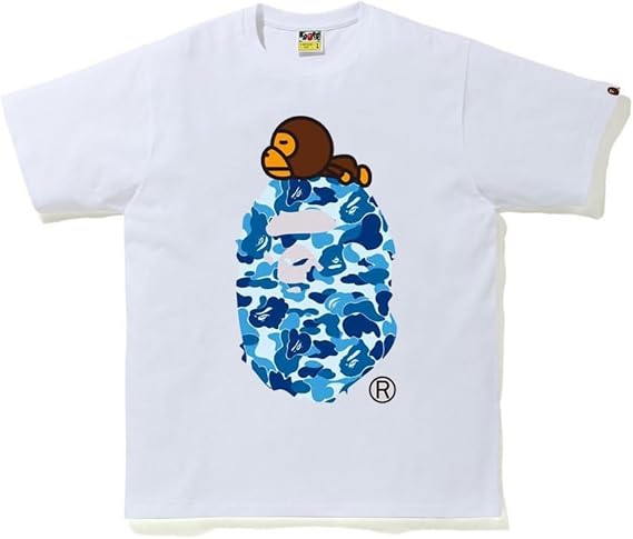 24ss Pair Fashion Hip-Hop Top Bap Pure Cotton Double Yarn Men and Women Casual Sports Short Sleeve T-Shirt - Colour6||L