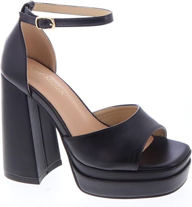 TOP Moda Women Open Toe Ankle Strap Platform Chunky High Heel Sandal