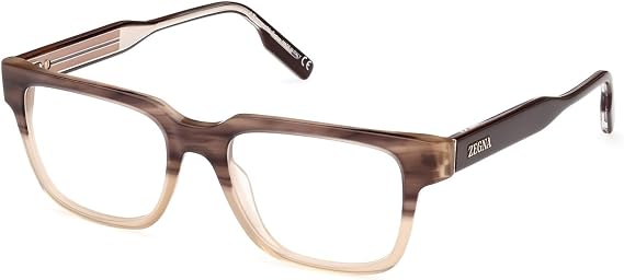 Ermenegildo Zegna Eyeglasses EZ 5260 050 Shiny Striped Brown And Transparent Bei