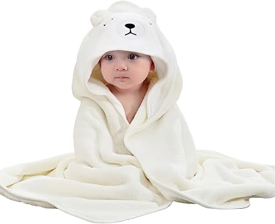 Baby Hooded Towels,31 x 31 in Baby Washcloths, Infant Super Soft Baby Bath Towels with Hood for Toddlers1-3,Highly Absorbent Viscose Hooded Towel for Boys, Girls, Newborn Essentials