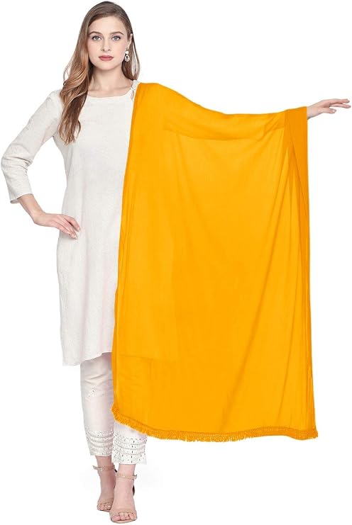 DUPATTA BAZAAR Woman's Mango Yellow Chiffon Dupatta (Free Size)...