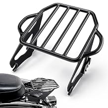 PBYMT Detachable Two-Up Luggage Rack Motorcycle Mounting Rack Compatible with Harley Touring Road King Street Electra Glide 2009-Later Gloss Black