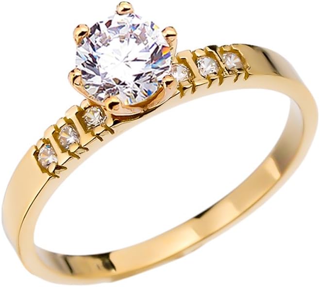 Diamond 14k Yellow Gold Solitaire Engagement Ring With 1 Carat White Topaz Centerstone (Size 7)