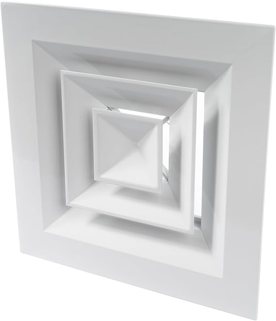Repa Market 6" x 6" (Neck) Square Aluminum Ceiling Diffuser - Industrial 4 Way Supply Exhaust Ventilation, Air Conditioning - HVAC Horizontal Flow Duct Cover - Office Warehouse 12" x 12" (Outer)