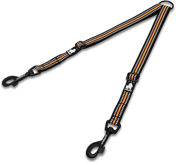 Winhyepet True Love Dog Leash Coupler No Tangle Tangle-Free Double Dog Dual Adjustable Splitter Lead Trainer Leash for Two Dogs TLL2371(Orange,S)