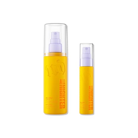 Urban Decay All Nighter Setting Spray Duo Bundle - Full Size (4 Fl Oz) & Travel Size (1 Fl Oz) - Glow Finish - Waterproof Makeup Setting Spray - Smudge-Proof, Transfer-Resistant - Makeup Primer Set