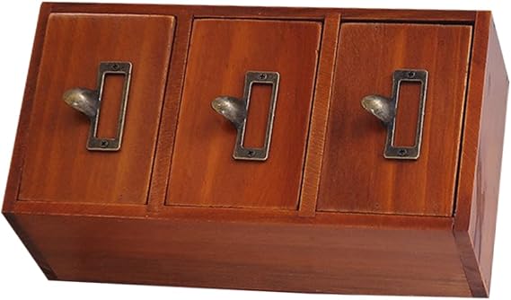 Three Compartment Drawer Storage Box Wooden for Desk Organizer