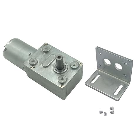 BRINGSMART JGY-370 12V 10rpm DC Worm Gear Motor with Bracket 12 Volt High Torque Engine Mini Turbine Worm 12V Reducer Electric Motor Self-Locking for DIY Mini Geared Motor (JGY-370 12V 10rpm)
