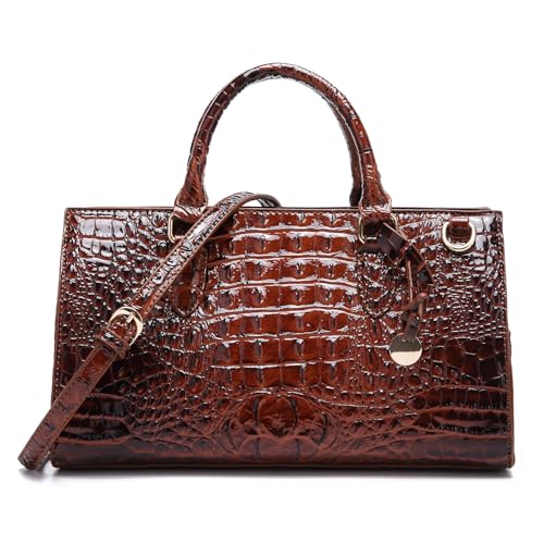 Crocodile Pattern Gradient Top Handle Satchel Large Capacity Tote Bag