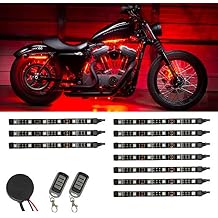 LEDGlow 10pc Advanced Red LED Motorcycle Accent Neon Underglow Lighting Kit - 4 Patterns - 4 Brightness Levels - 6" Flexible Light Strips - Includes Waterproof Control Box & 2 Wireless Remotes