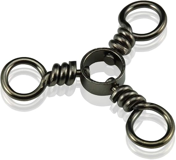 AMYSPORTS Fishing Connector Fish Swivels Tackle 3 Way Fishing Swivel Saltwater Freshwater Fishing Tackle Accessories Crossline Trolling Line Lure Connector