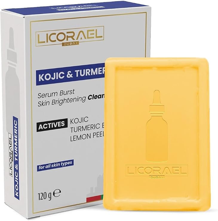 Licorael Kojic & Turmeric Soap 120g – Skin Brightening Cleansing Soap, Lemon Bark Extract, Against Stains, For All Skin Types