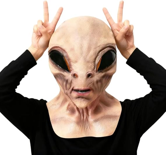 Alien Latex Mask, Realistic Full Head Mask for Sci-Fi Cosplay Costume