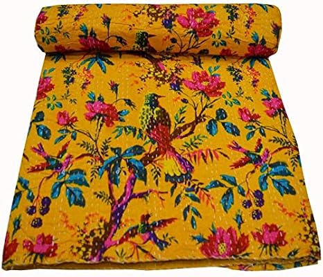 YUVANCRAFTS Cotton Kantha Throw
