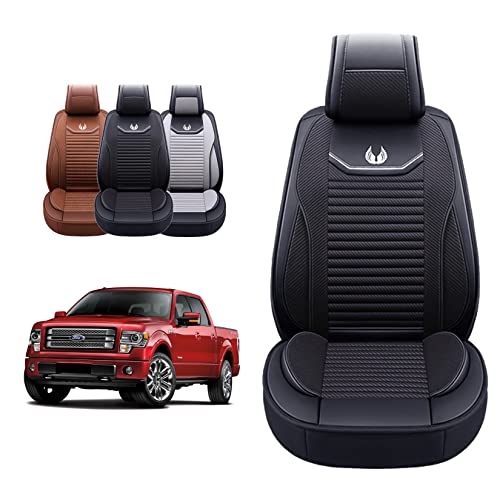 OASIS AUTO Custom Seat Covers Compatible with Ford F-150 2015-2023F-150 Lightning 2022-2023Super Duty 2017-2023 Front Pair, Black 4.727