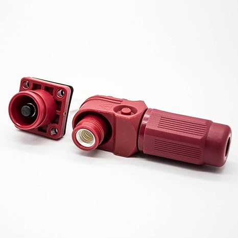 for Surlok Plus Right Angle Plug and Socket 8mm 25mm2 Red IP65 Busbar Lug Battery Storage Connector (120A)