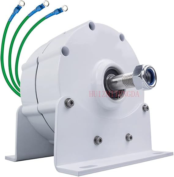 5000W Gearless Permanent Magnet Generator,12V 24V 48V Low Speed AC Alternator Generators with Base Use for Wind Turbine Water Turbine(White)