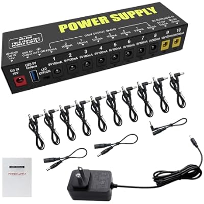 Guitar Pedal Power Supply 10 isolated DC output 9V12V18V for Effect Pedal Power Supply with Smart Short Circuit and Over Current &5V1A USB output