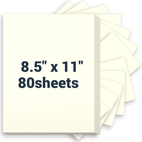 Cream Cardstock 8.5 x 11, 80 Sheets Card Stock, Construction Paper