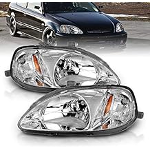 AmeriLite Chrome Replacement Headlights Set For 99-00 Honda Civic - Passenger and Driver Side
