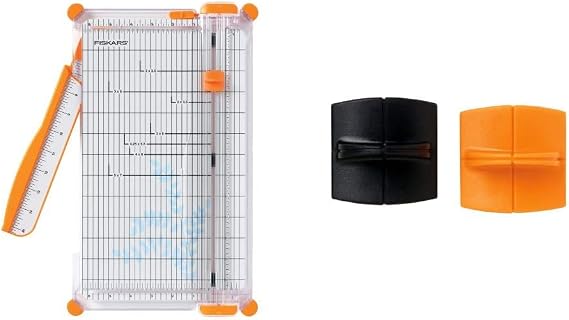 Fiskars SureCutTM Deluxe Craft Paper Trimmer + Replacement Blades Bundle - 12 Cut Length - Grid Lines - 2 Blade Pack