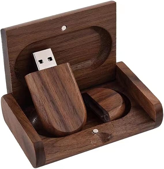 3.0 8GB Wood USB Flash Drive USB Disk Memory Stick with Wooden Box (3.0 8GB, Walnut Wood-1)